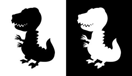 Young tyrannosaurus dinosaur with sharp teeth in black and whiteのイラスト素材
