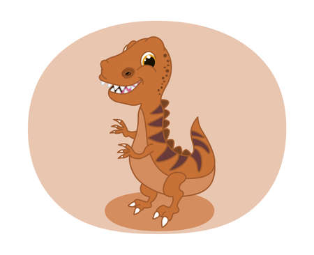 Young brown tyrannosaurus dinosaur with big smile and brown decorationのイラスト素材
