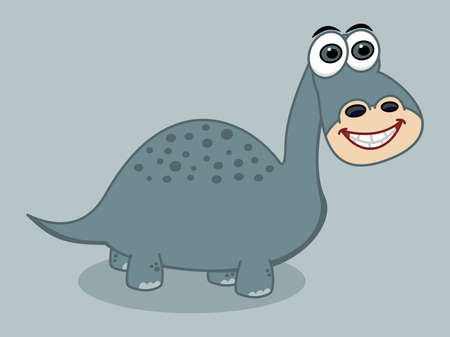 Blue herbivorous dinosaur with some spots and smiling on a blue backgroundのイラスト素材