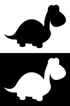Young herbivorous dinosaur in profile with black and white shadowのイラスト素材