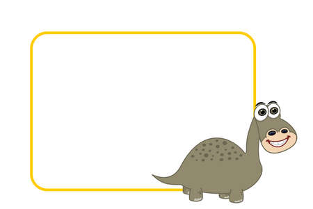 Young green herbivorous dinosaur with big smile and yellow signのイラスト素材