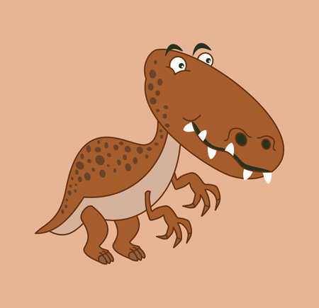 Brown dinosaur with spots and big claws and sharp teethのイラスト素材