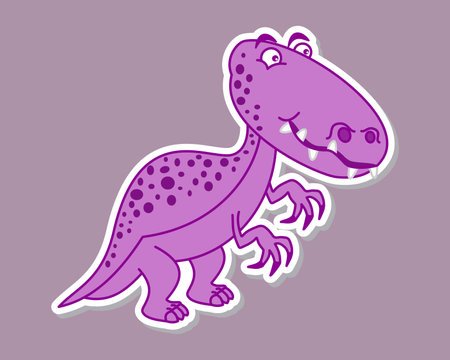 Sticker dinosaur carnivore purple with big claws and large pointed teethのイラスト素材