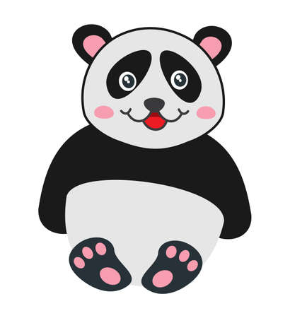 Cute young panda sitting with a smile on a white backgroundのイラスト素材