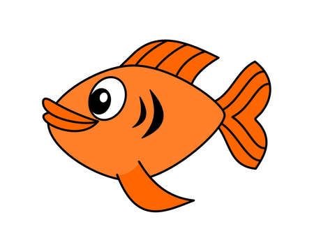 A cute goldfish swimming in its environment on a white backgroundのイラスト素材