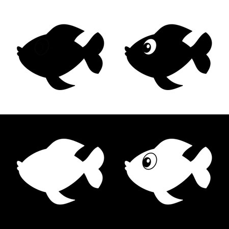 Shadows of fish swimming in their environment on a black and white backgroundのイラスト素材
