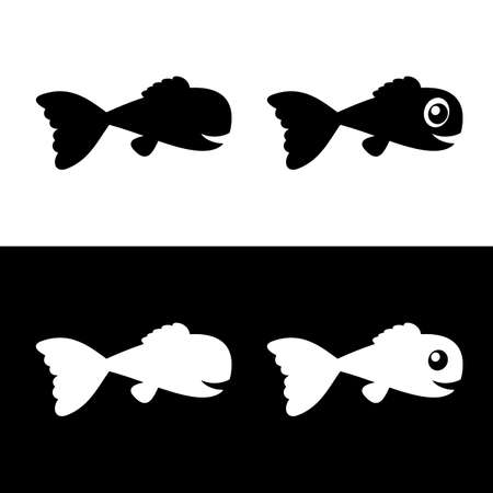 Shadows of fish swimming in their environment on a black and white backgroundのイラスト素材