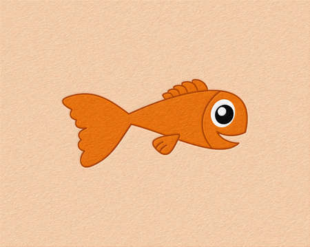 A cute orange fish swimming in its environment with orange texture - illustrationの写真素材