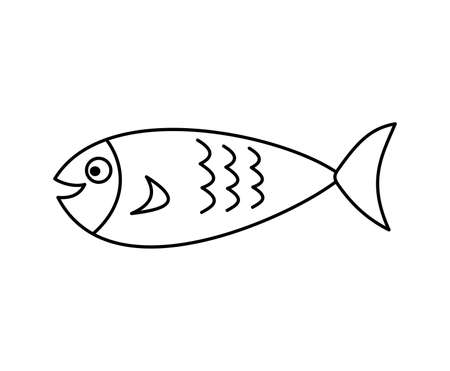 A cute black and white colouring fish swimming in its environmentのイラスト素材