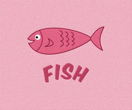 A cute pink fish swimming in its environment with pink texture - illustrationの写真素材