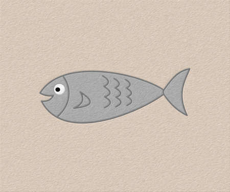 A cute gray fish swimming in its environment with gray texture - illustrationの写真素材