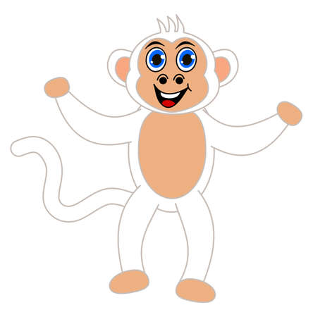 Rare white monkey and smiling and standing with blue eyesのイラスト素材