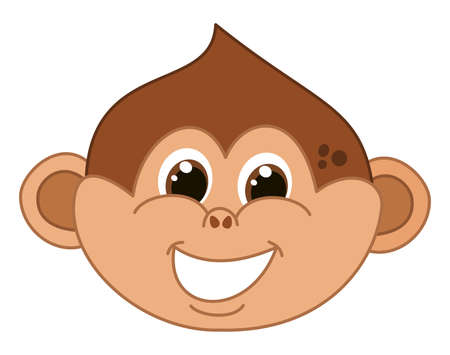 Infant face of a young monkey smiling with brown eyesのイラスト素材