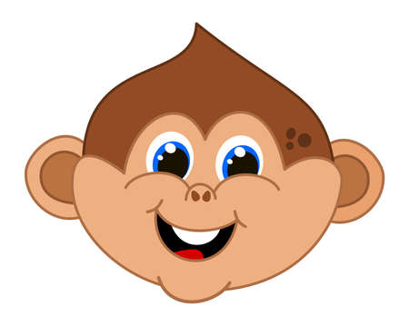 Infant face of a young monkey smiling with blue eyesのイラスト素材