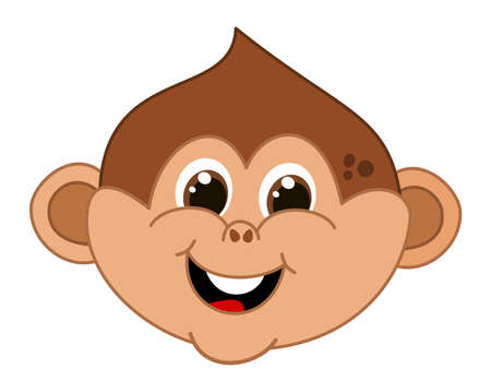 Infant face of a young monkey smiling with brown eyesのイラスト素材