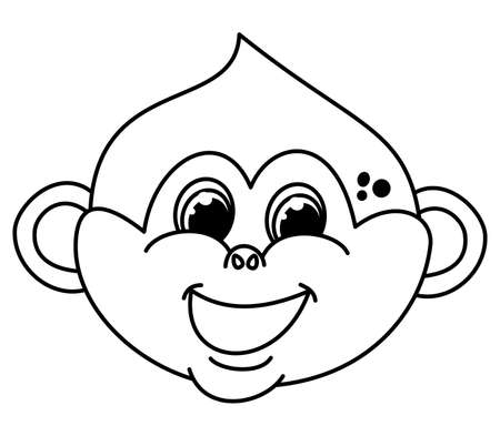 Infant face of a young smiling monkey with black eyesのイラスト素材