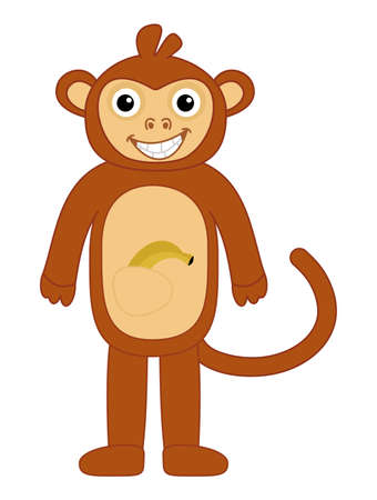 Young child disguised as a smiling monkey with black eyesのイラスト素材