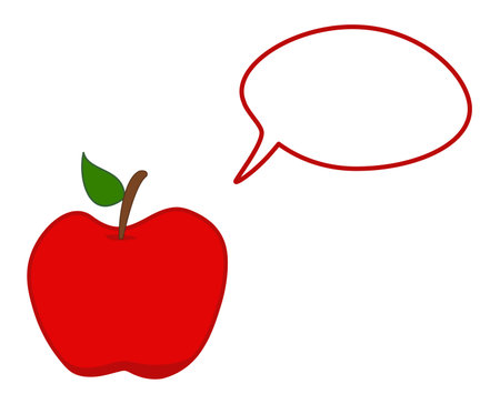 A juicy fruit of a red apple with talking bubble - vectorのイラスト素材