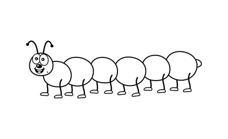 Caterpillar for coloring in black and white on a white background - vectorのイラスト素材