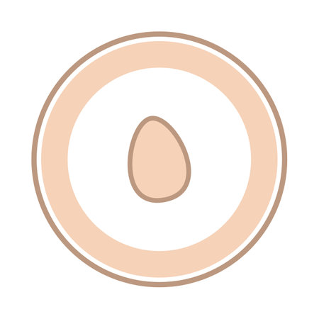 Circular panel with fresh egg in flesh color on white background - vectorのイラスト素材