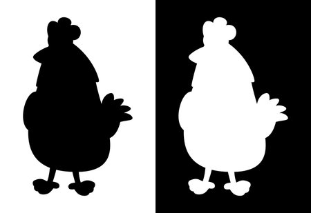 White and black farm hen with black and white background - vectorのイラスト素材