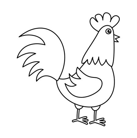 Cute hen in profile on a white background to color - vectorのイラスト素材