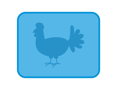 Illustration of blue farm hen in rectangular panel with rounded edge - vectorのイラスト素材