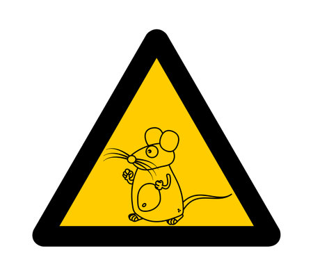 Black and yellow mouse with big mustache in yellow road sign - vectorのイラスト素材