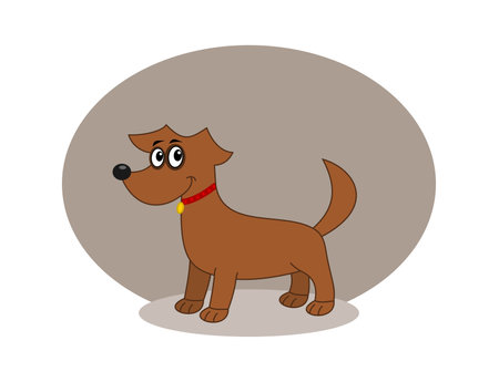 A brown dog with beautiful red collar and brown circle decoration - vectorのイラスト素材