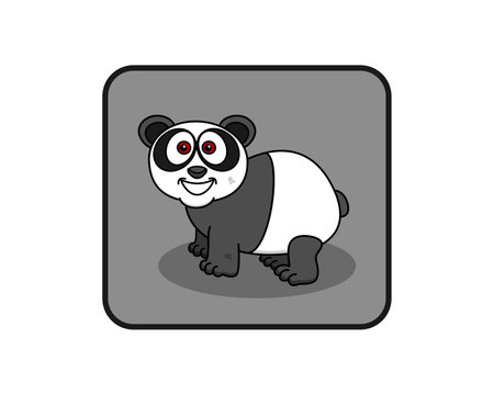 A cute panda with shadow in profile in square panel - vectorのイラスト素材