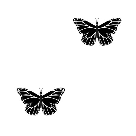 Repeating print pattern black butterfly with intricate shapes on white background - vectorのイラスト素材