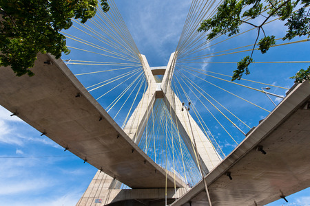 Cable-stayed bridge in Sao Paulo, Brazilの写真素材