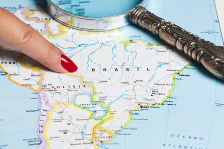 Map of Brazil and South Americaの写真素材