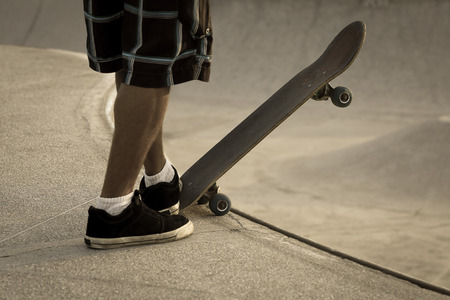 Skater preparing for the droppingの写真素材