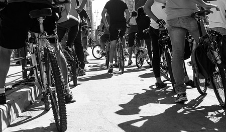 Bicycles standing in the way. An intelligent transport formの写真素材