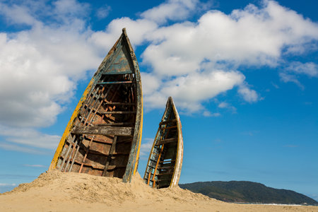Santos, Brazil. September 27, 2016. Work of the artist installation Mauricio Adinolfi on the beach in Santos, Sao Paulo, Brazil.のeditorial素材