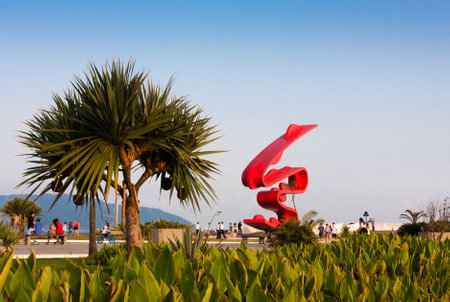 Santos, Brazil. July 30, 2015. Sculpture by the artist Tomie Ohtake, located in Santos, Brazil.のeditorial素材
