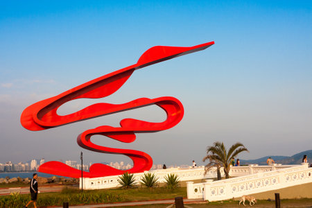 Santos, Brazil. July 30, 2015. Sculpture by the artist Tomie Ohtake, located in Santos, Brazil.のeditorial素材