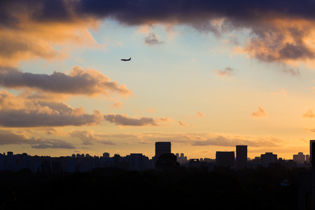 Plane preparing to land in Sao Paulo, Brazil.の写真素材