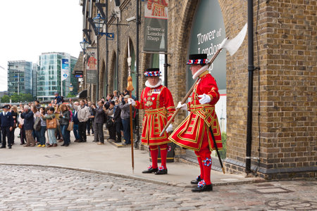 London, England. May 23, 2014. Beefeaters at The Tower of London, Yeoman Warder in uniform.