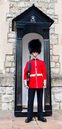 BEEFEATER, LONDON - JULY 03: Beefeater in Tower of London. May  23, 2014 in London, England.