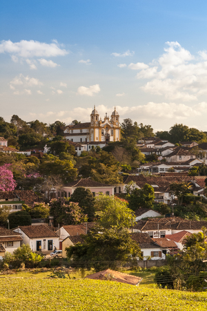 View of part of the historic city of Tiradentes, Minas Gerais, Brazil.の写真素材