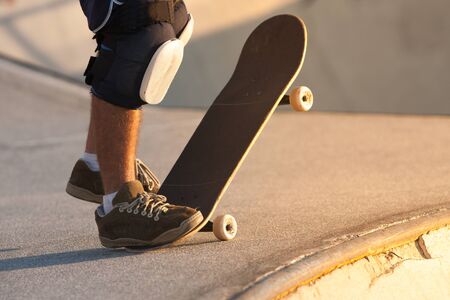 Skateboarder ready to drop a bowlの写真素材