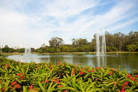 Fountain at Ibirapuera Park, Sao Paulo, Brazil.の写真素材