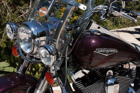 Campos do JordÃ£o, Brazil. July 12, 2008. Detail of a Harley Davidson Road King Classic 2006...