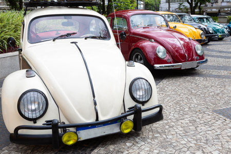 Several old Beetles on display.