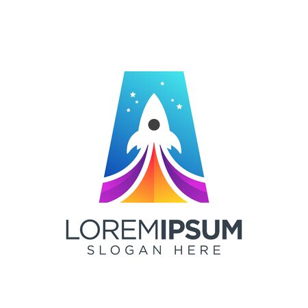 letter a rocket logo. space ship logo design.のイラスト素材