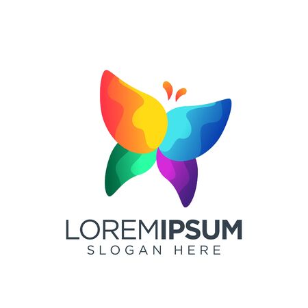 butterfly logo design. colorful animal logo. beauty logo.のイラスト素材