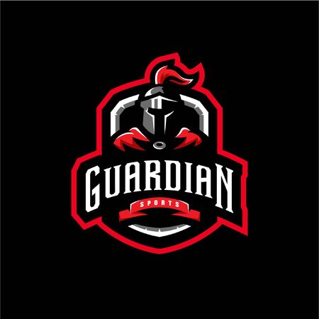 guardian mascot logo illustration. guardian esport gaming logo emblem.のイラスト素材