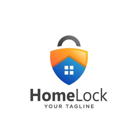 home lock logo modern. padlock house logo.のイラスト素材